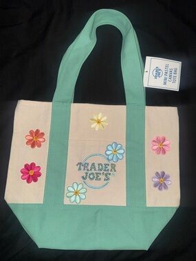 Trader Joe’s Customized Floral Canvas Mini Tote Bag